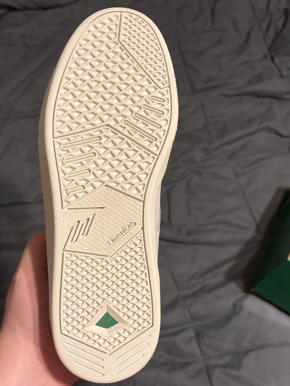 Emerica White And Green Low-Top Leather Sneakers